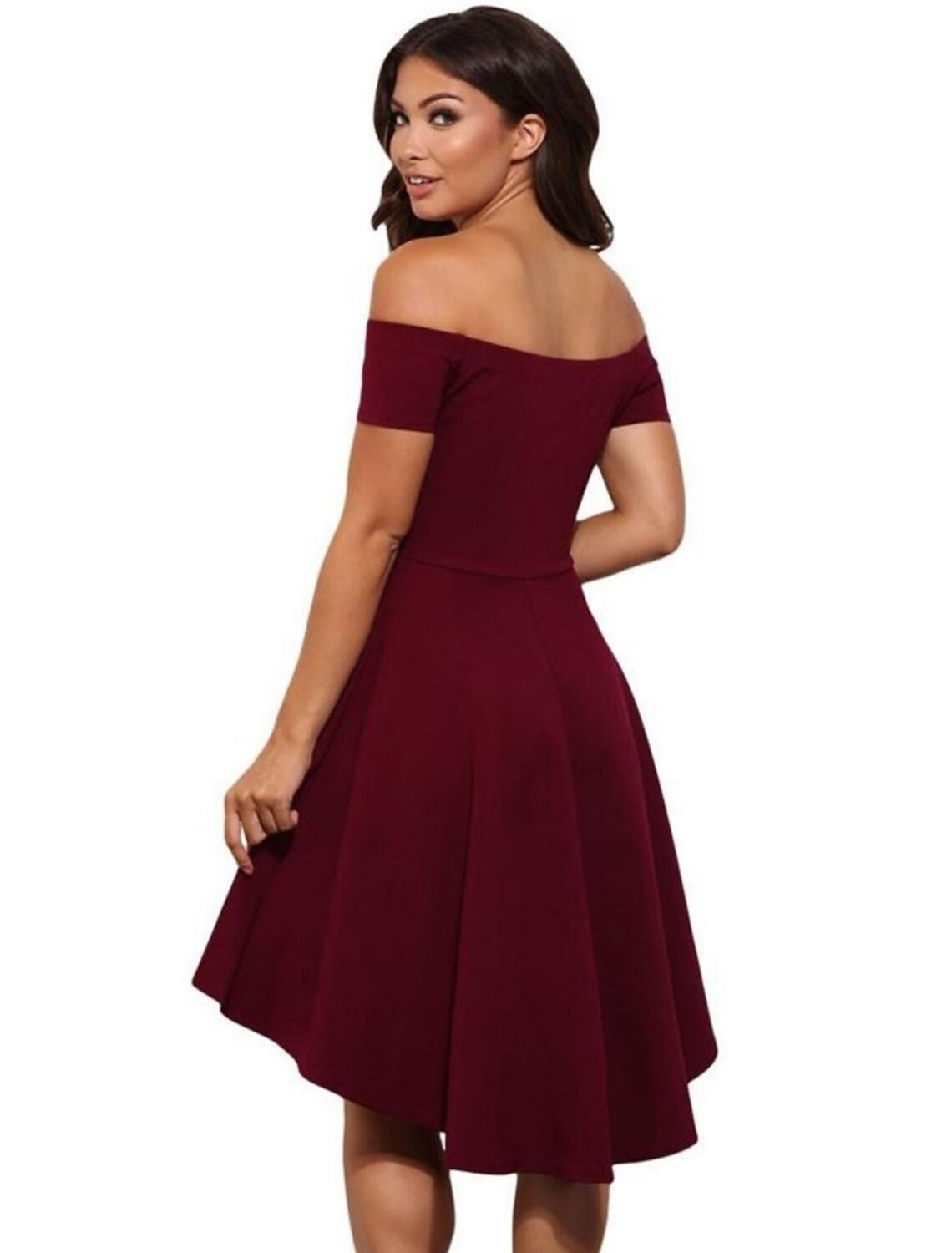 Wholesale A-Line Fairy Cute Homecoming Party Dress Dress Off Shoulder Short Sleeve Short / Mini Stretch Satin with Pure Color